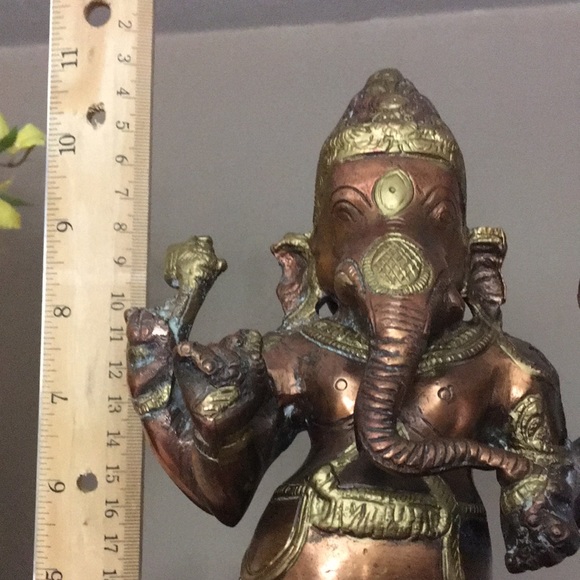 11” Brass Ganesha Statue - Picture 2 of 3